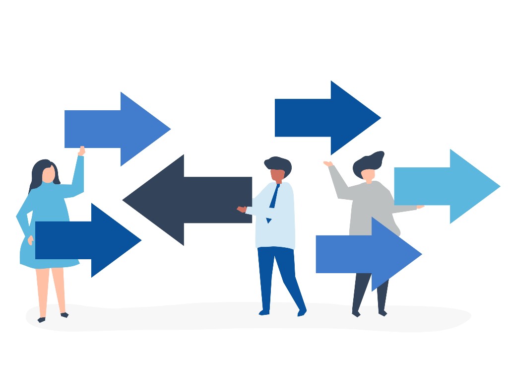 People Carrying Arrow in opposite direction